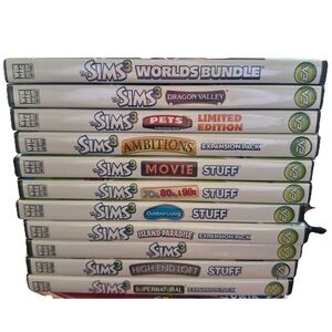 Collection of 11 Sims 3 PC Video Games With Manuals in Original Cases